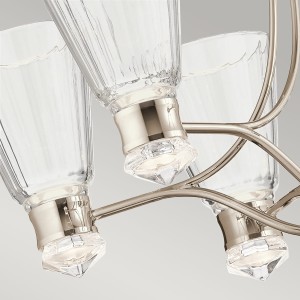 Lampa wisząca/żyrandol Kayva Elstead Lighting 1xWbudowany LED 36W Stal, Aluminium, Szkło fasetowane Polerowany nikiel, detale szklanych kloszy i metalowych elementów.