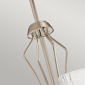 Żyrandol Kayva Elstead Lighting z polerowanego niklu i szkła fasetowanego.