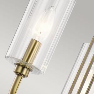 Lampa wisząca Kimrose Elstead Lighting z żarówką i żebrowanym szkłem.