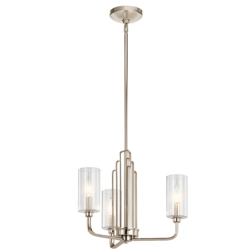 Lampa wisząca Kimrose QN-KIMROSE3-PN Quintiesse 3xE14 40W Stal, Szkło żebrowane Polerowany nikiel