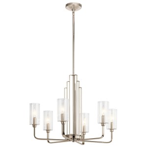 Lampa wisząca Kimrose Elstead Lighting z żarówkami E14, szkło żebrowane.