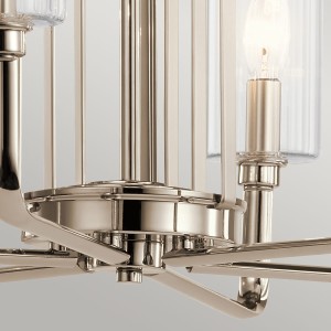Lampa wisząca żyrandol Kimrose Elstead Lighting 6xE14 40W Stal, Szkło żebrowane Polerowany nikiel detal.