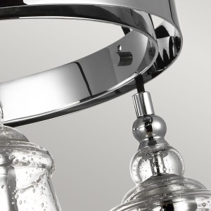 Lampa wisząca Loras Elstead Lighting z chromowanym wykończeniem i szklanymi kloszami z bąbelkami powietrza.