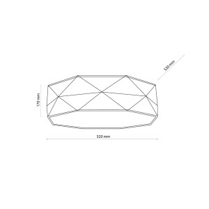 Diagram techniczny lampa sufitowa Plafon KANTOOR TK Lighting 4x60W E27 Czarny Metal.