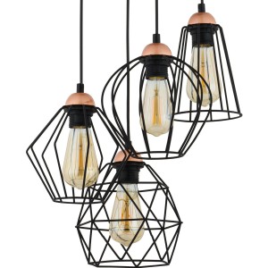 Lampa wisząca GALAXY TK Lighting 4xE27 Metal Czarny w stylu industrialnym.