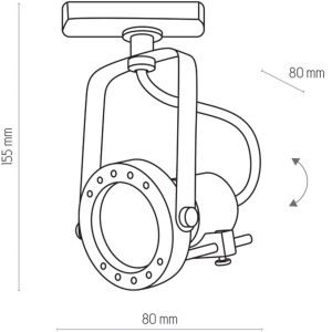 Lampa modułowa szynowa TRACER TK Lighting 1x10W GU10 Biały Metal - schemat techniczny.