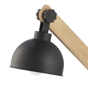 Lampa stojąca OSLO TK Lighting 1xE27 Metal Czarny z drewnianym ramieniem.