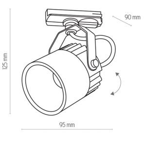 Lampa modułowa szynowa TRACER TK Lighting 1x10W LED Biały Metal, rysunek techniczny.
