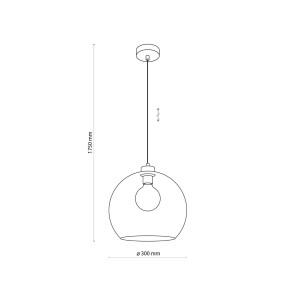 Lampa wisząca CUBUS TK Lighting 1xE27 Metal Czarny, rysunek techniczny.