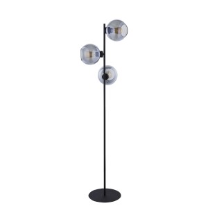 Lampa stojąca CUBUS TK Lighting 3xE27 Metal Czarny z trzema szklanymi kloszami.