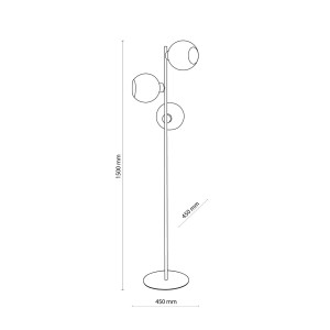 Lampa stojąca CUBUS TK Lighting 3xE27 Metal Czarny wymiary.