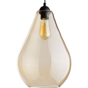 Lampa wisząca FUENTE TK Lighting 1xE27 Metal Czarny z żarówką w szklanym kloszu.