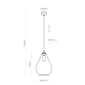 Lampa wisząca FUENTE TK Lighting 1xE27 Metal Czarny, schemat techniczny