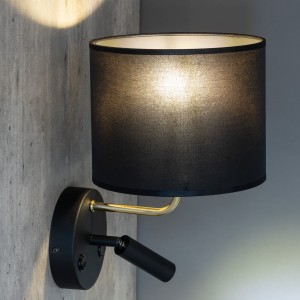 Lampa ścienna RICHI TK Lighting 2xE27 Metal Czarny z czarnym abażurem.