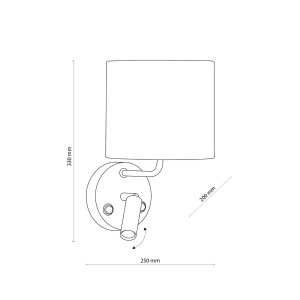 Lampa ścienna RICHI TK Lighting 2xE27 Metal Biały, szkic.