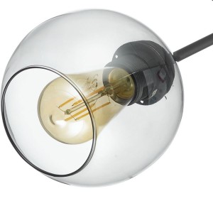 Lampa sufitowa FAIRY TK Lighting 3xE27 Metal Czarny, przezroczysty szklany klosz, widok z bliska