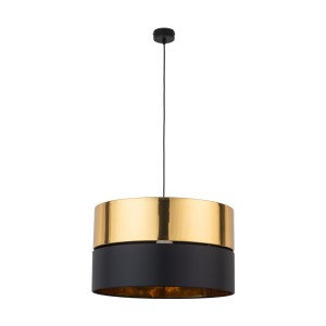 Lampa wisząca HILTON TK Lighting 1xE27 Metal Czarny, złoto-czarny klosz