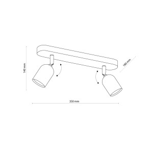 Lampa sufitowa Spot TOP TK Lighting 2x50W GU10 Biały Metal wymiary.