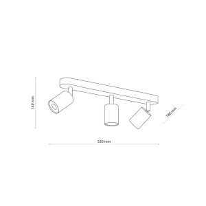 Lampa sufitowa Spot TOP TK Lighting 3x10W GU10 Czarny Metal z trzema regulowanymi punktami świetlnymi.