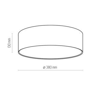 Lampa sufitowa Plafon RONDO TK Lighting 4x15W E27 Niebieski Metal - rysunek techniczny, wymiary ⌀380 mm, wysokość 130 mm.