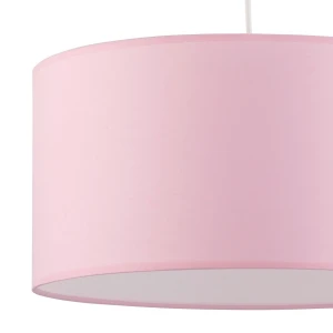 Lampa wisząca RONDO TK Lighting 1xE27 Plastik Biały z różowym abażurem.
