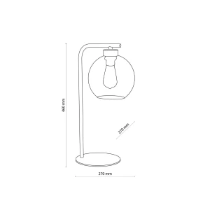 Lampa stojąca CUBUS TK Lighting 1xE27, czarna metalowa, rysunek techniczny.