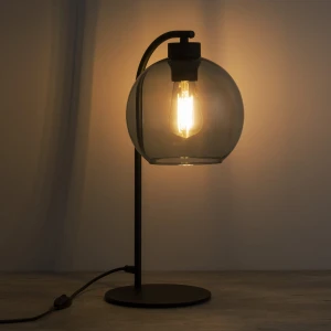 Lampa stojąca CUBUS TK Lighting 1xE27 Metal Czarny z kloszem w kształcie kuli.