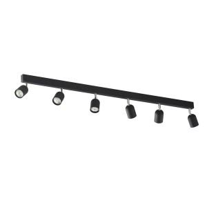 Lampa sufitowa Spot TOP TK Lighting 6x10W GU10 Czarny Metal z sześcioma źródłami światła.