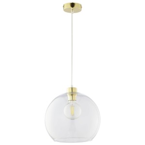 Lampa wisząca CUBUS TK Lighting 1xE27 Metal Złoty z przezroczystym kloszem.