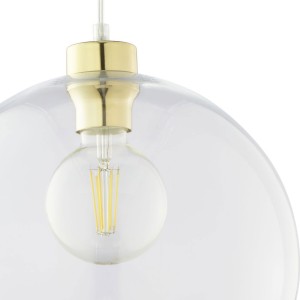 Lampa wisząca CUBUS TK Lighting 1xE27 Metal Złoty, nowoczesny design, widok z żarówką.