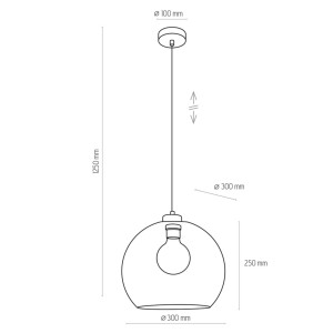 Lampa wisząca CUBUS TK Lighting 1xE27 Metal Złoty schemat wymiarów.