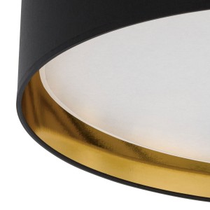 Lampa sufitowa Plafon BILBAO TK Lighting 4x15W E27 Czarny Metal z ozdobnym złotym wnętrzem.