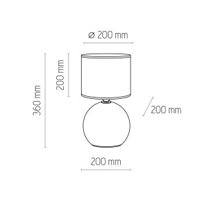 Lampa stojąca PALLA TK Lighting 1xE27 Szkło Czarny - ilustracja techniczna z wymiarami.