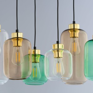 Lampa wisząca MARCO TK Lighting 6xE27 Metal Czarny, nowoczesne szklane klosze w różnych kolorach