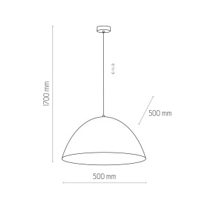 Wymiary lampy wiszącej FARO TK Lighting 1xE27 Metal Czarny.