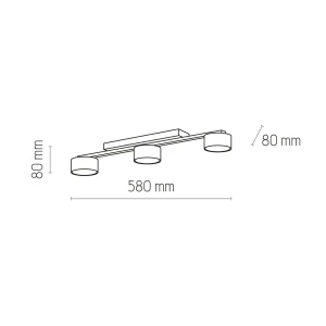 Lampa sufitowa Spot DALLAS TK Lighting 3x10W GX53 Czarny Metal, schemat techniczny