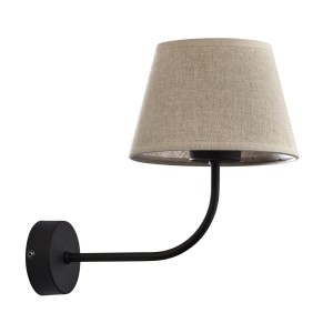 Lampa ścienna CHICAGO TK Lighting 1xE27 Metal Czarny z beżowym abażurem.