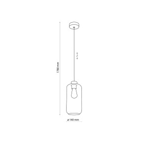 Lampa wisząca MARCO TK Lighting 1xE27 Metal Czarny - schemat wymiarowy.