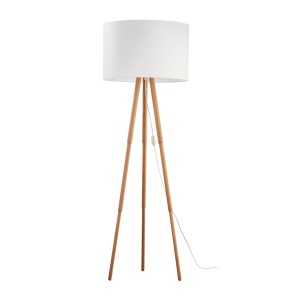 Lampa stojąca TOKYO TK Lighting 1xE27 Metal Czarny, drewniane nogi, biały abażur