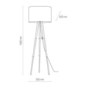 Lampa stojąca TOKYO TK Lighting 1xE27 Metal Czarny, wymiary: wysokość 1480 mm, szerokość 500 mm.