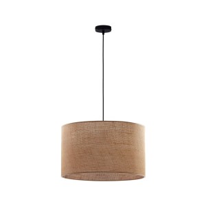 Lampa wisząca JUTA TK Lighting 3xE27 Metal Czarny z beżowym abażurem.