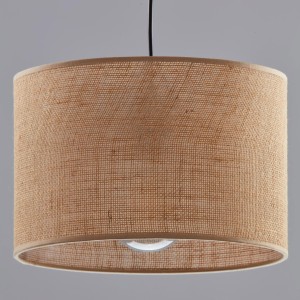 Lampa wisząca JUTA TK Lighting 1xE27 Metal Czarny z abażurem z plecionego materiału.