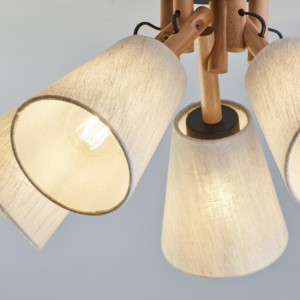 Lampa sufitowa VAIO TK Lighting 5xE27 Metal Czarny z tekstylnymi abażurami.