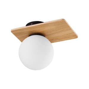 Lampa sufitowa Plafon BIANCA TK Lighting 1x6W G9 Biały Metal z drewnianą podstawą.