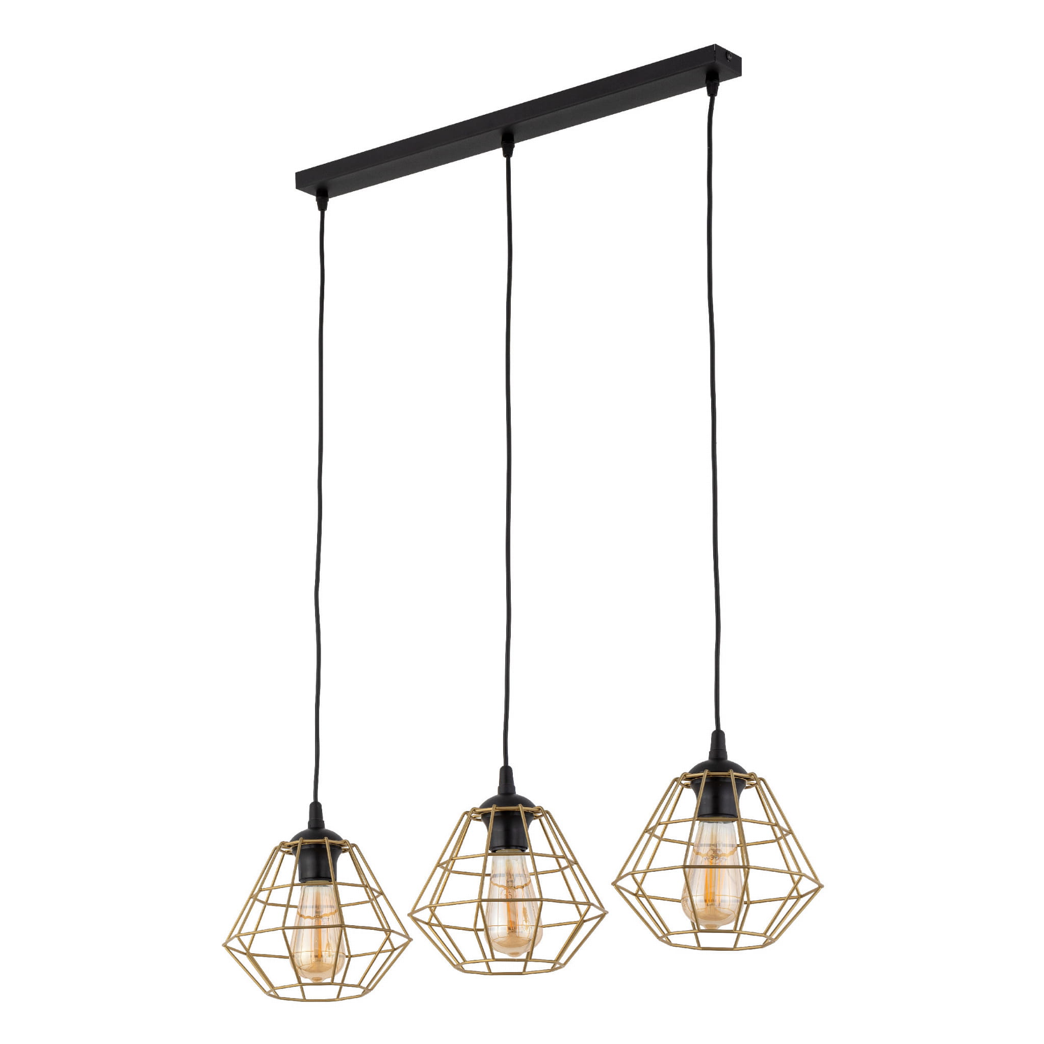 Lampa wisząca DIAMOND TK Lighting 3xE27 15W Metal Złoty proszek trapez.