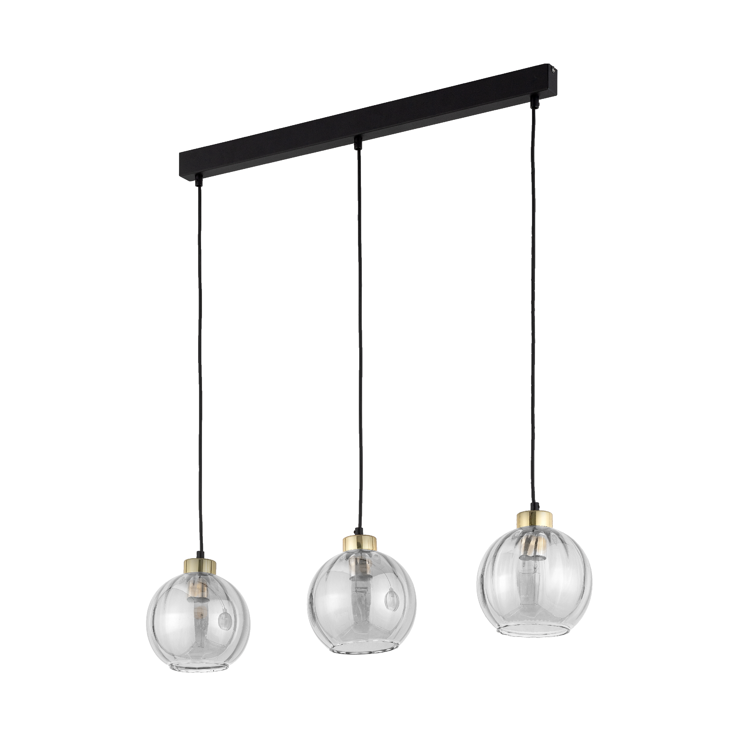 Lampa wisząca DEVI TK Lighting 3xE27 15W szkło transparentne, potrójna żarówka.