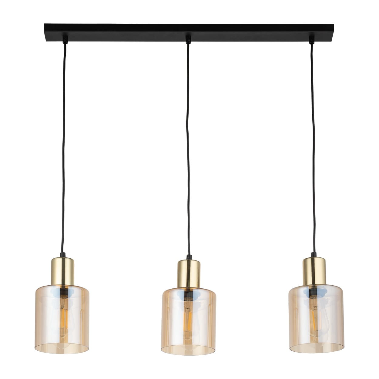 Lampa wisząca SIERRA TK Lighting 3xE27 15W Szkło Bursztyn.
