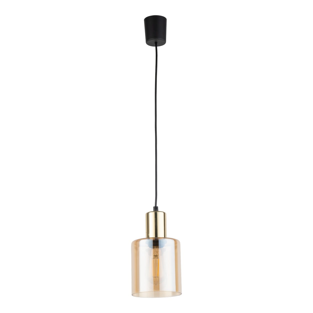 Lampa wisząca SIERRA TK Lighting 1xE27 15W z bursztynowym szklanym kloszem.