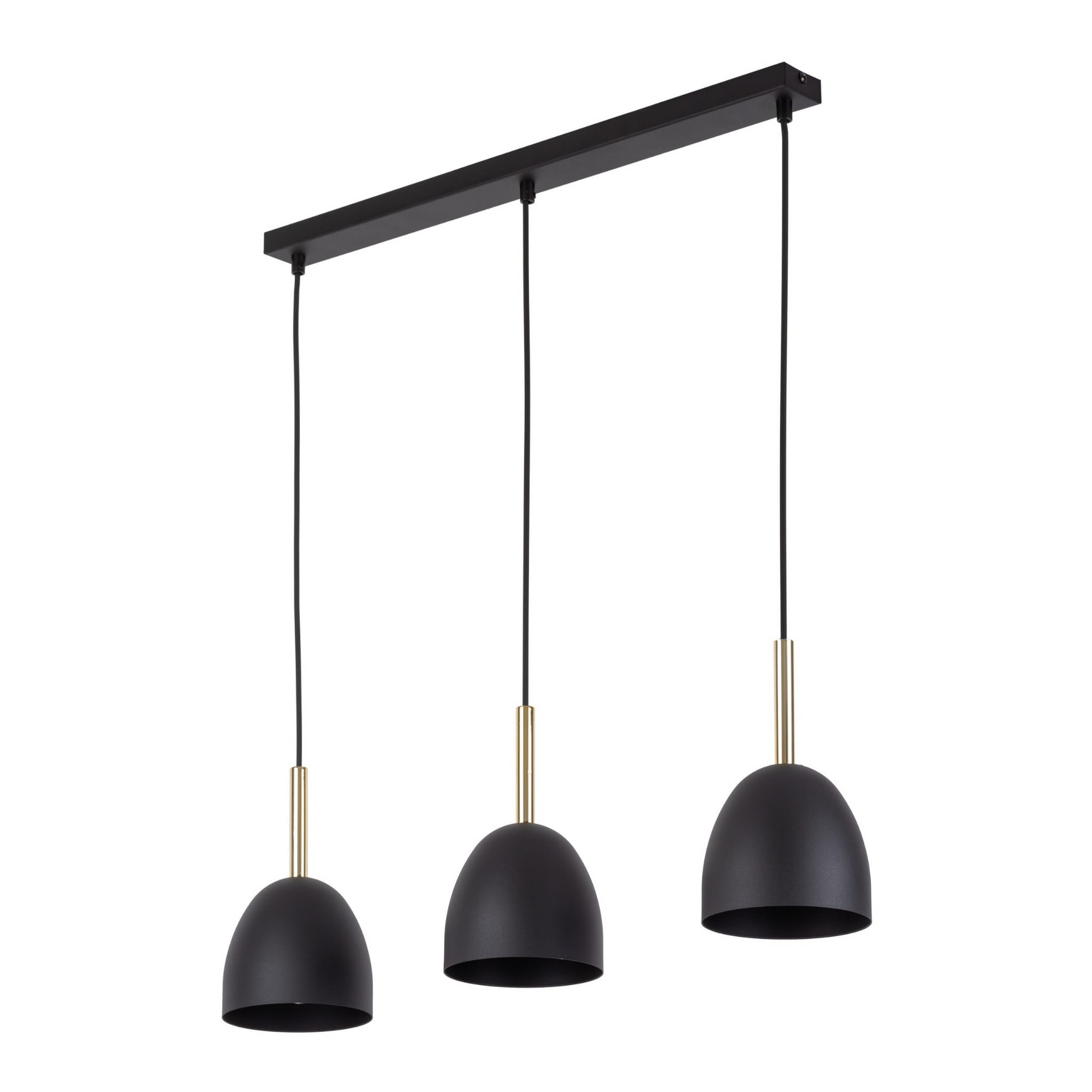 Czarna lampa wisząca NORD TK Lighting 3xE27 15W, nowoczesne oświetlenie sufitowe.