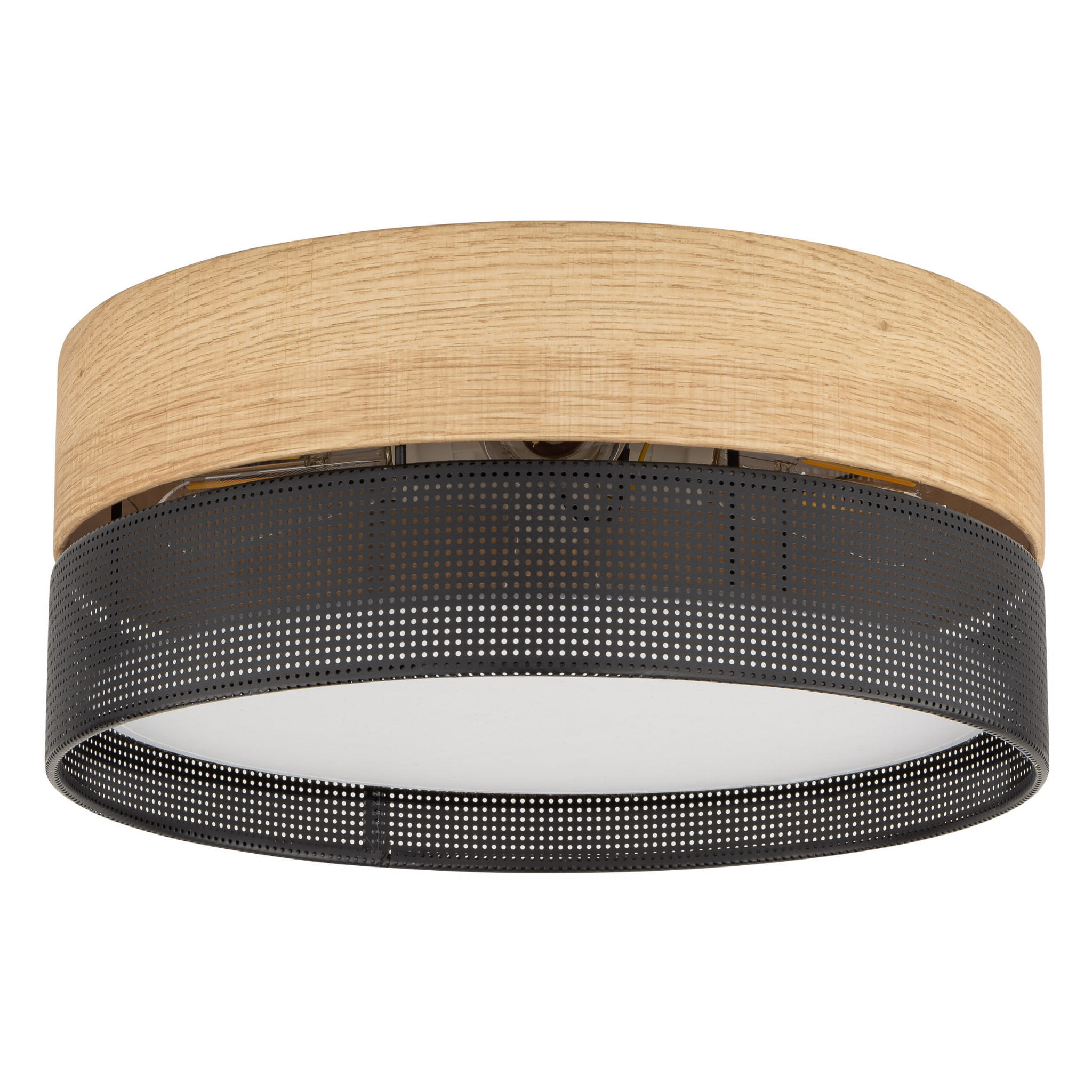 Lampa sufitowa NICOL TK Lighting 4xE27 czarna i dąb naturalny.